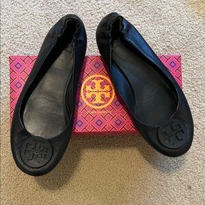 Tory Burch Black Leather Flats